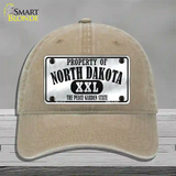 Property Of North Dakota Novelty License Plate Hat Unconstructed Cotton / Khaki