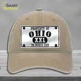 Property Of Ohio Novelty License Plate Hat Unconstructed Cotton / Khaki