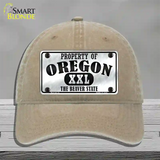 Property Of Oregon Novelty License Plate Hat Unconstructed Cotton / Khaki