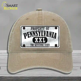 Property Of Pennsylvania Novelty License Plate Hat Unconstructed Cotton / Khaki