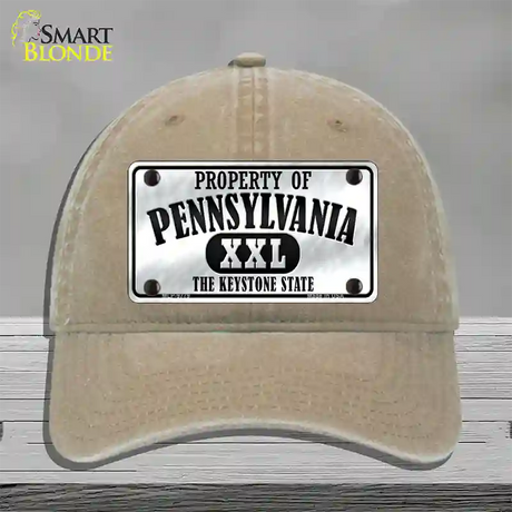 Property Of Pennsylvania Novelty License Plate Hat Unconstructed Cotton / Khaki