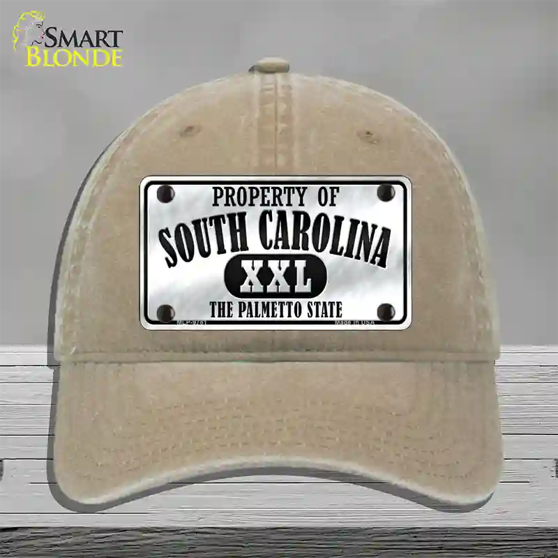 Property Of South Carolina Novelty License Plate Hat Unconstructed Cotton / Khaki