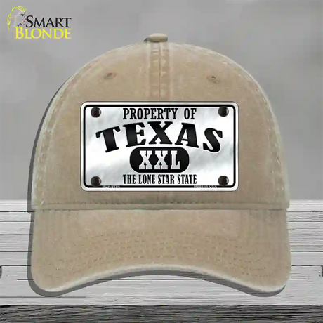 Property Of Texas Novelty License Plate Hat Unconstructed Cotton / Khaki