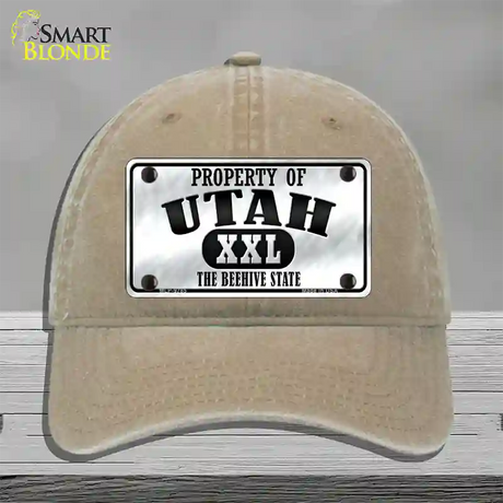 Property Of Utah Novelty License Plate Hat Unconstructed Cotton / Khaki