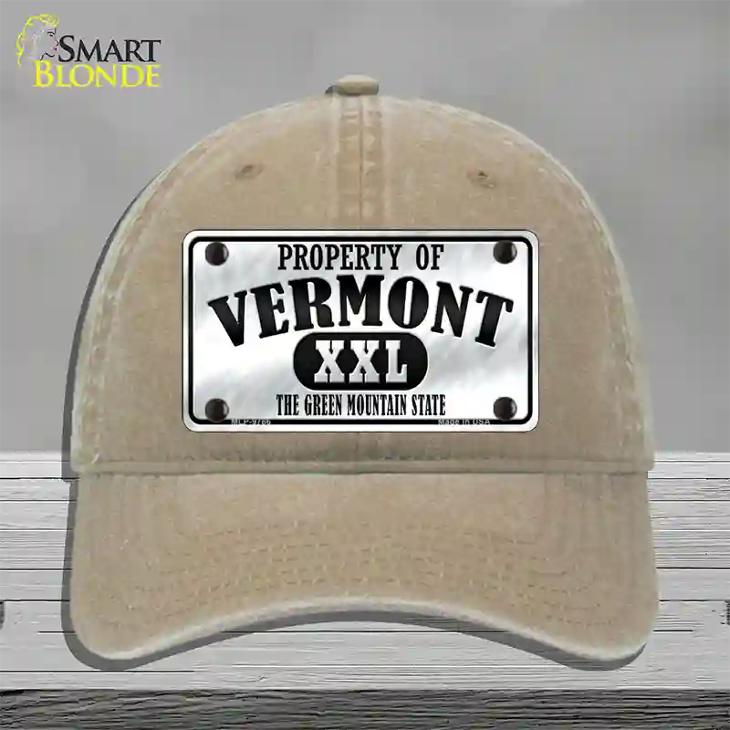 Property Of Vermont Novelty License Plate Hat Unconstructed Cotton / Khaki