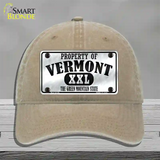 Property Of Vermont Novelty License Plate Hat Unconstructed Cotton / Khaki