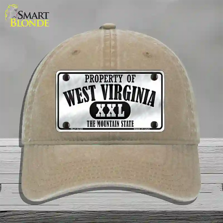 Property Of West Virginia Novelty License Plate Hat Unconstructed Cotton / Khaki