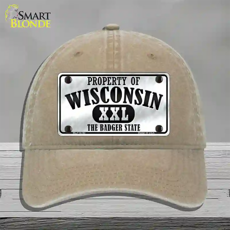 Property Of Wisconsin Novelty License Plate Hat Unconstructed Cotton / Khaki