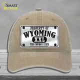 Property Of Wyoming Novelty License Plate Hat Unconstructed Cotton / Khaki