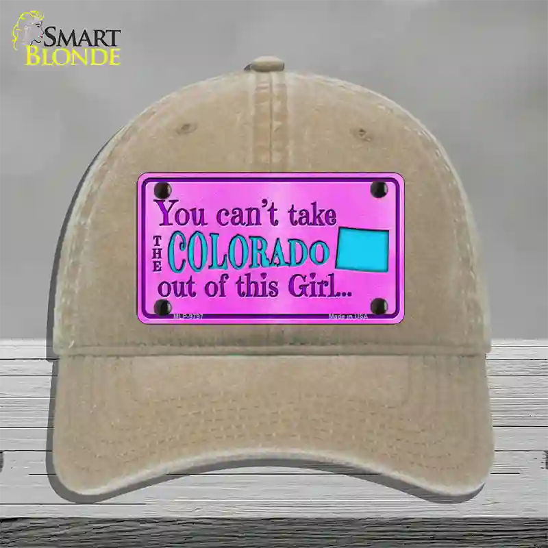 Colorado Girl Novelty License Plate Hat Unconstructed Cotton / Khaki