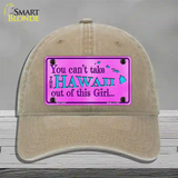 Hawaii Girl Novelty License Plate Hat Unconstructed Cotton / Khaki