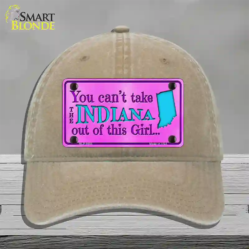 Indiana Girl Novelty License Plate Hat Unconstructed Cotton / Khaki