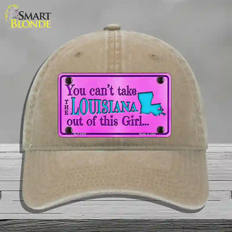 Louisiana Girl Novelty License Plate Hat Unconstructed Cotton / Khaki