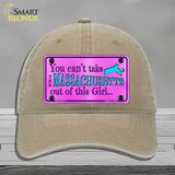 Massachusetts Girl Novelty License Plate Hat Unconstructed Cotton / Khaki