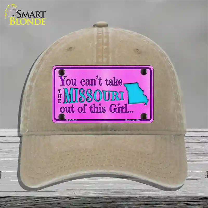 Missouri Girl Novelty License Plate Hat Unconstructed Cotton / Khaki