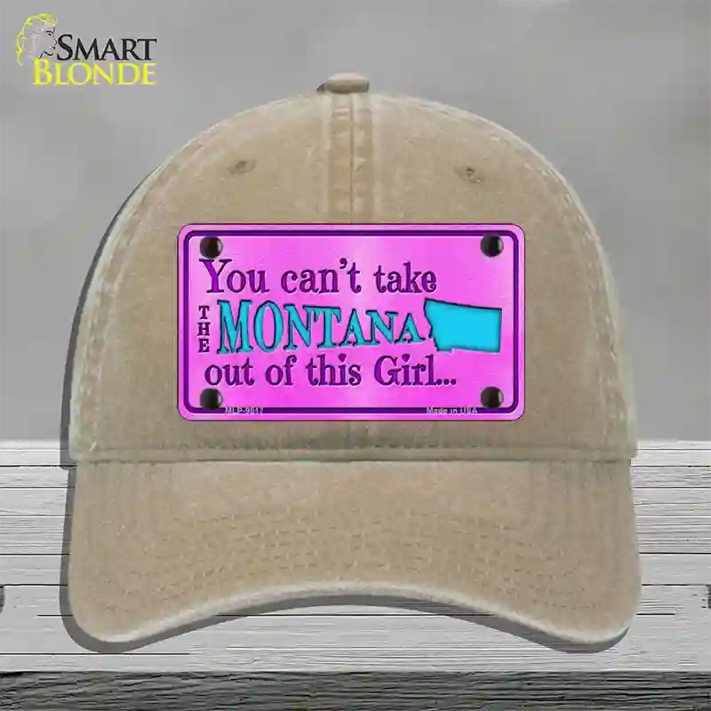 Montana Girl Novelty License Plate Hat Unconstructed Cotton / Khaki