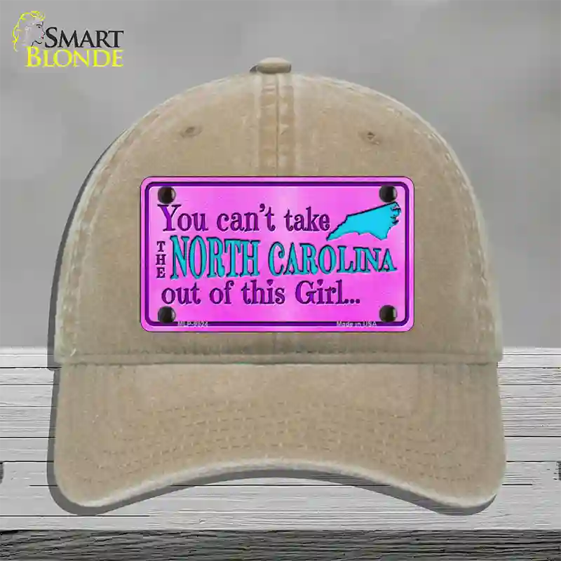 North Carolina Girl Novelty License Plate Hat Unconstructed Cotton / Khaki