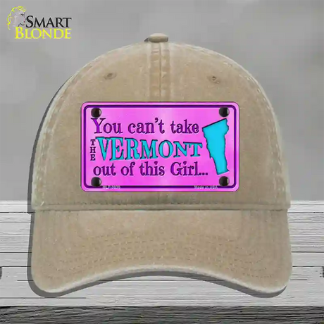 Vermont Girl Novelty License Plate Hat Unconstructed Cotton / Khaki