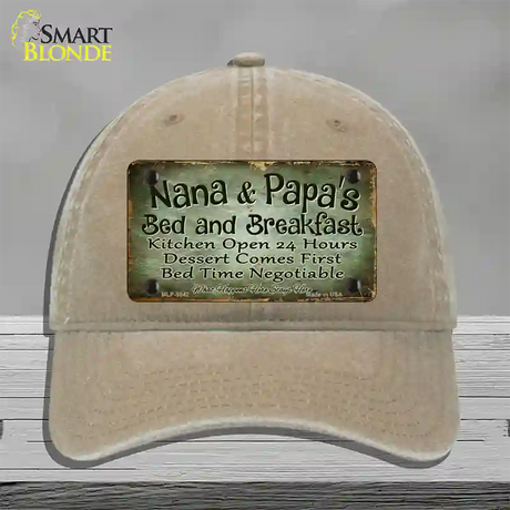 Nana And Papas Bed And Breakfast Novelty License Plate Hat Unconstructed Cotton / Khaki