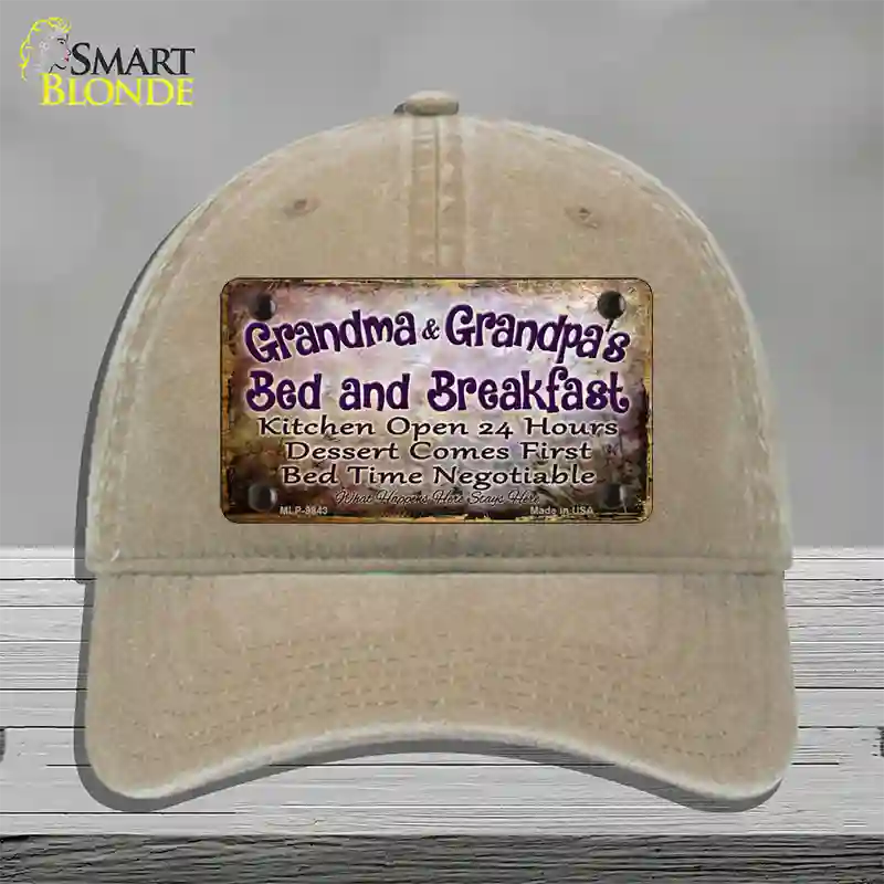 Grandma And Grandpa Bed & Breakfast Novelty License Plate Hat Unconstructed Cotton / Khaki