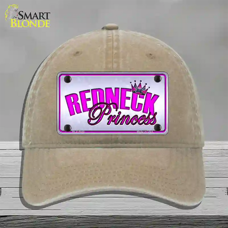 Princess Redneck Novelty License Plate Hat Unconstructed Cotton / Khaki