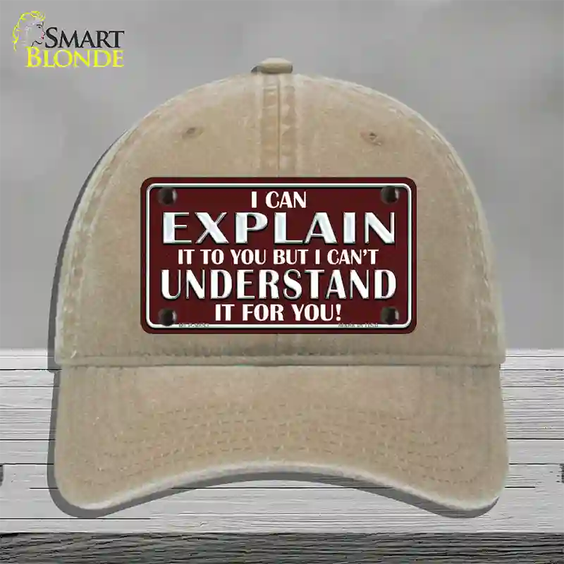 I Can Explain Novelty License Plate Hat Unconstructed Cotton / Khaki