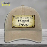 Kneel And Pray Novelty License Plate Hat Unconstructed Cotton / Khaki