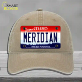 Meridian Idaho Novelty License Plate Hat Unconstructed Cotton / Khaki