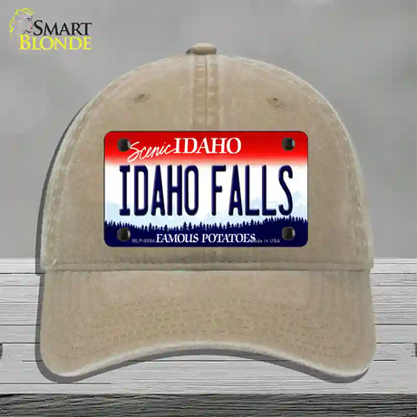 Idaho Falls Idaho Novelty License Plate Hat Unconstructed Cotton / Khaki