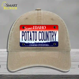 Potato Country Idaho Novelty License Plate Hat Unconstructed Cotton / Khaki