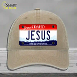 Jesus Idaho Novelty License Plate Hat Unconstructed Cotton / Khaki