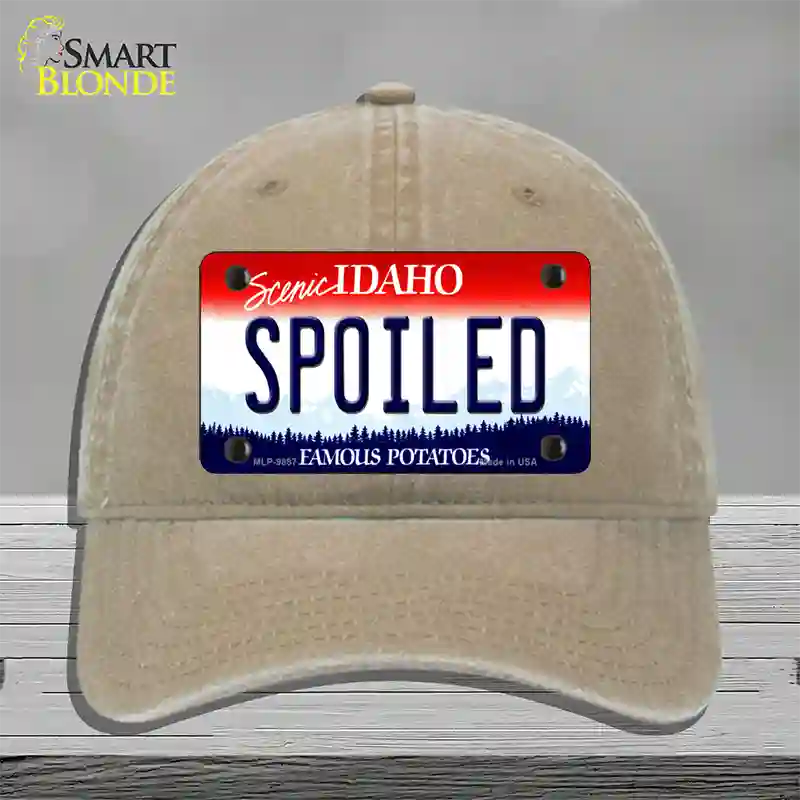 Spoiled Idaho Novelty License Plate Hat Unconstructed Cotton / Khaki