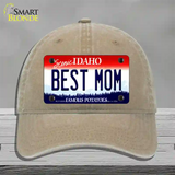 Best Mom Idaho Novelty License Plate Hat Unconstructed Cotton / Khaki