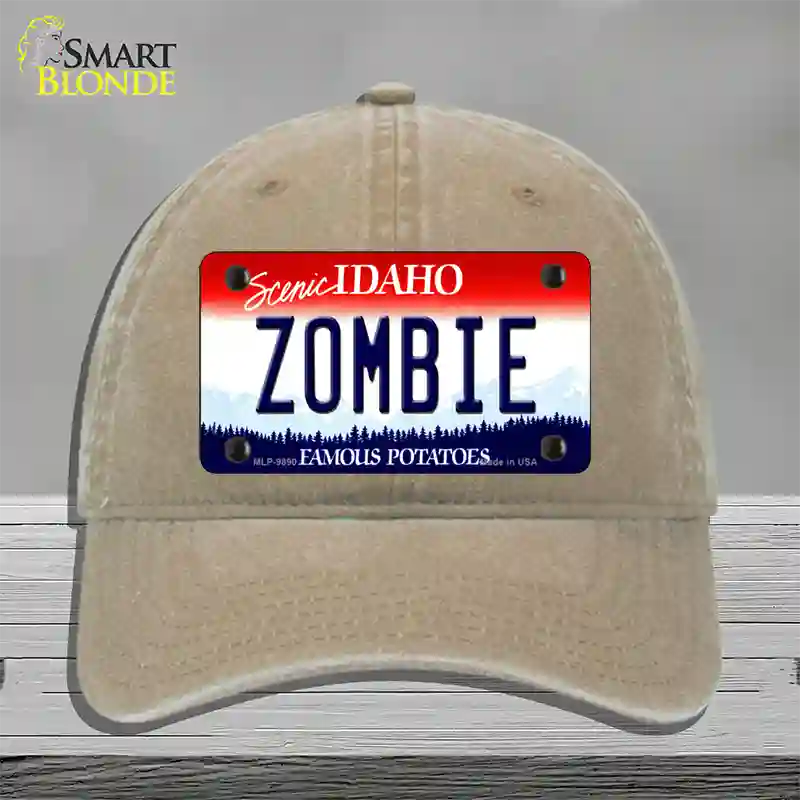 Zombie Idaho Novelty License Plate Hat Unconstructed Cotton / Khaki