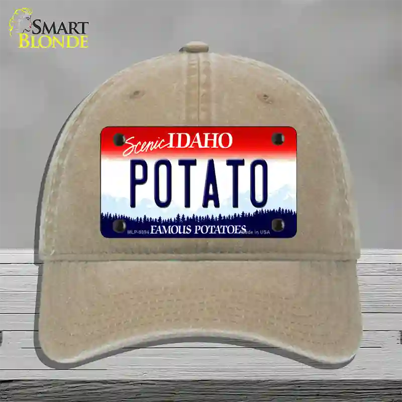 Potato Idaho Novelty License Plate Hat Unconstructed Cotton / Khaki