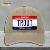 Trout Idaho Novelty License Plate Hat Unconstructed Cotton / Khaki