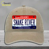 Snake River Idaho Novelty License Plate Hat Unconstructed Cotton / Khaki