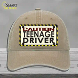 Caution Teenage Driver Novelty License Plate Hat Unconstructed Cotton / Khaki