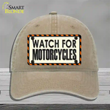 Watch For Motorcycle Novelty License Plate Hat Unconstructed Cotton / Khaki