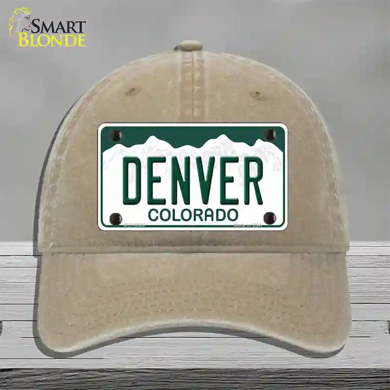 Denver Colorado Novelty License Plate Hat Unconstructed Cotton / Khaki