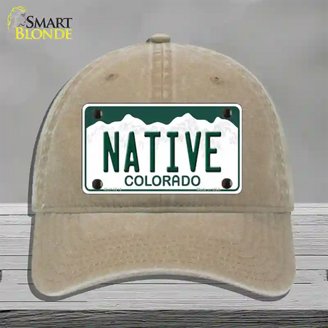 Native Colorado Novelty License Plate Hat Unconstructed Cotton / Khaki