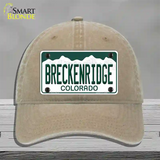 Breckenridge Colorado Novelty License Plate Hat Unconstructed Cotton / Khaki