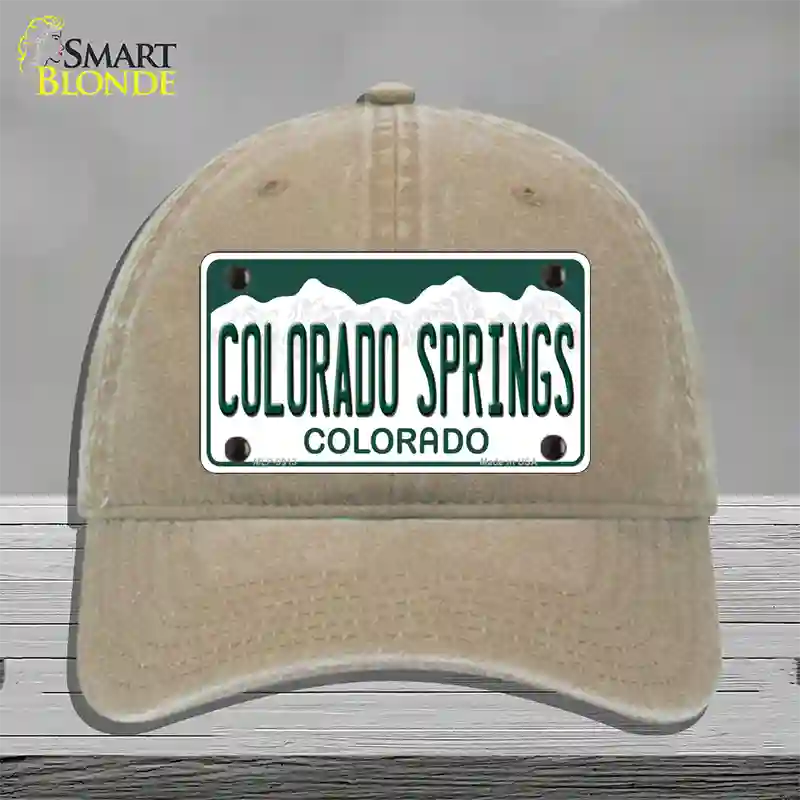 Colorado Springs Colorado Novelty License Plate Hat Unconstructed Cotton / Khaki