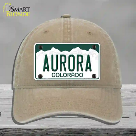 Aurora Colorado Novelty License Plate Hat Unconstructed Cotton / Khaki