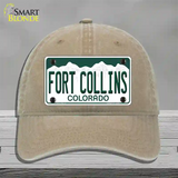 Fort Collins Colorado Novelty License Plate Hat Unconstructed Cotton / Khaki