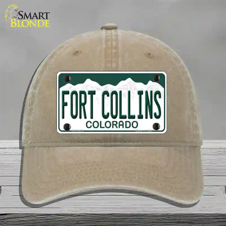 Fort Collins Colorado Novelty License Plate Hat Unconstructed Cotton / Khaki