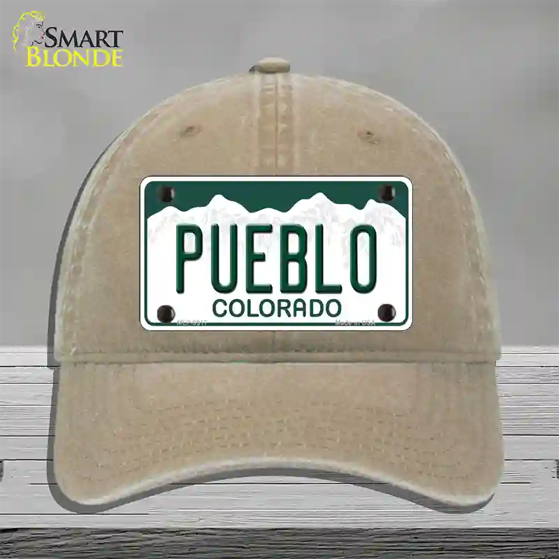 Pueblo Colorado Novelty License Plate Hat Unconstructed Cotton / Khaki