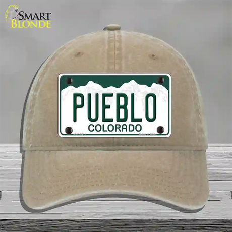 Pueblo Colorado Novelty License Plate Hat Unconstructed Cotton / Khaki