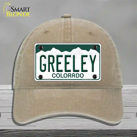 Greeley Colorado Novelty License Plate Hat Unconstructed Cotton / Khaki