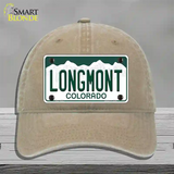 Longmont Colorado Novelty License Plate Hat Unconstructed Cotton / Khaki